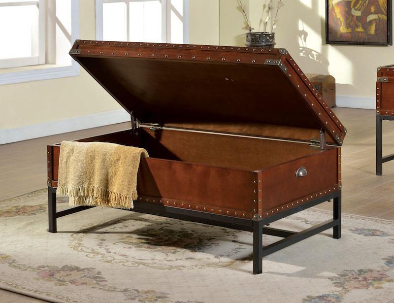 Jaylen Trunk Style Coffee Table Cherry Furniture Enitial Lab 