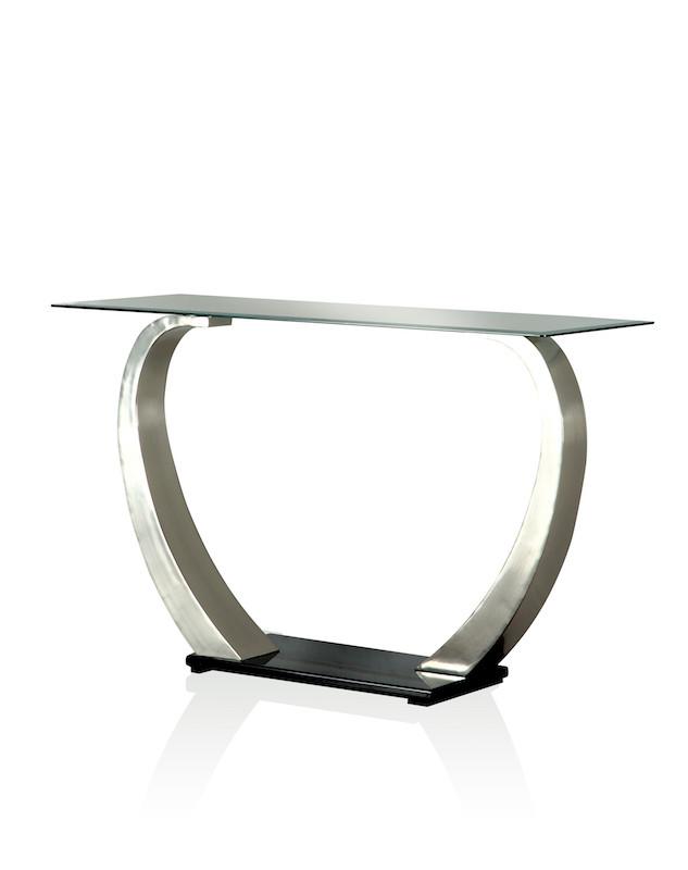 Lineo Glass Top Satin Plated Sofa Table Furniture Enitial Lab 