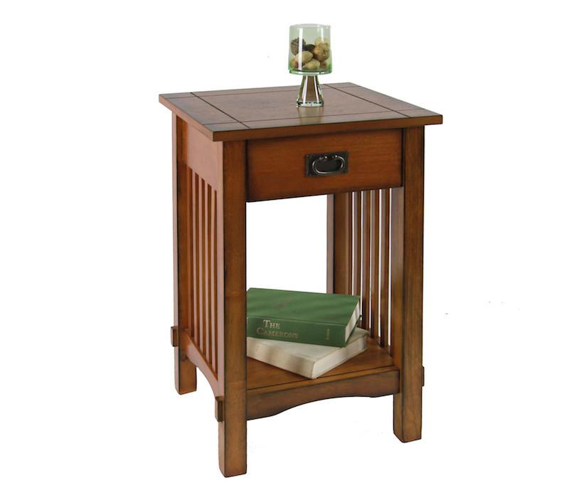 Leni Mission Style 1-Drawer End Table Oak Furniture Enitial Lab 