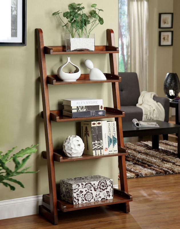 Casey Mission Style 5-Shelf Ladder Display Stand Vintage Oak Furniture Enitial Lab Oak 