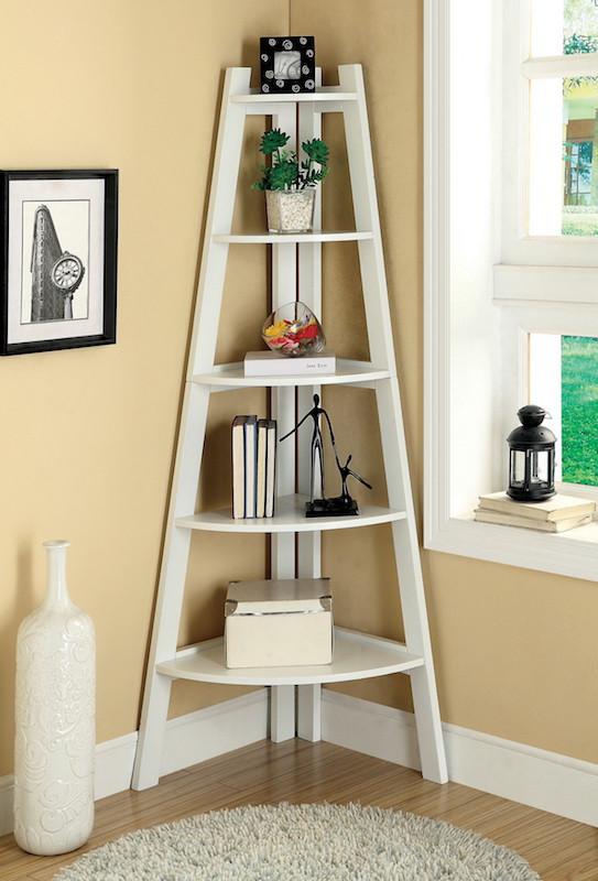 Merlor 5-Tier Corner Display Stand White Furniture Enitial Lab 