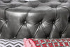 Lelan Round Tufted Bonded Leather Ottoman Gray Furniture Enitial Lab 