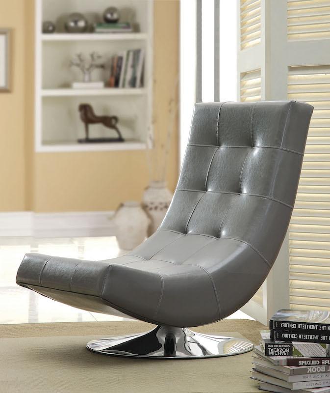 Walder Modern Tufted Leatherette Swivel Chair Gray Furniture Enitial Lab 