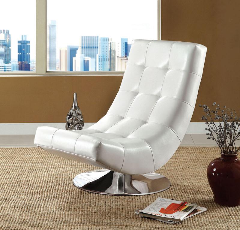Walder Modern Tufted Leatherette Swivel Chair White Furniture Enitial Lab 