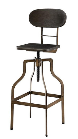 Cayan Wood & Metal Adjustable Bar Stool Dark Brown Furniture Enitial Lab Brown 