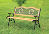 Seron Iron & Wood Dual Swan Outdoor Bench Natural Oak Outdoor Enitial Lab 