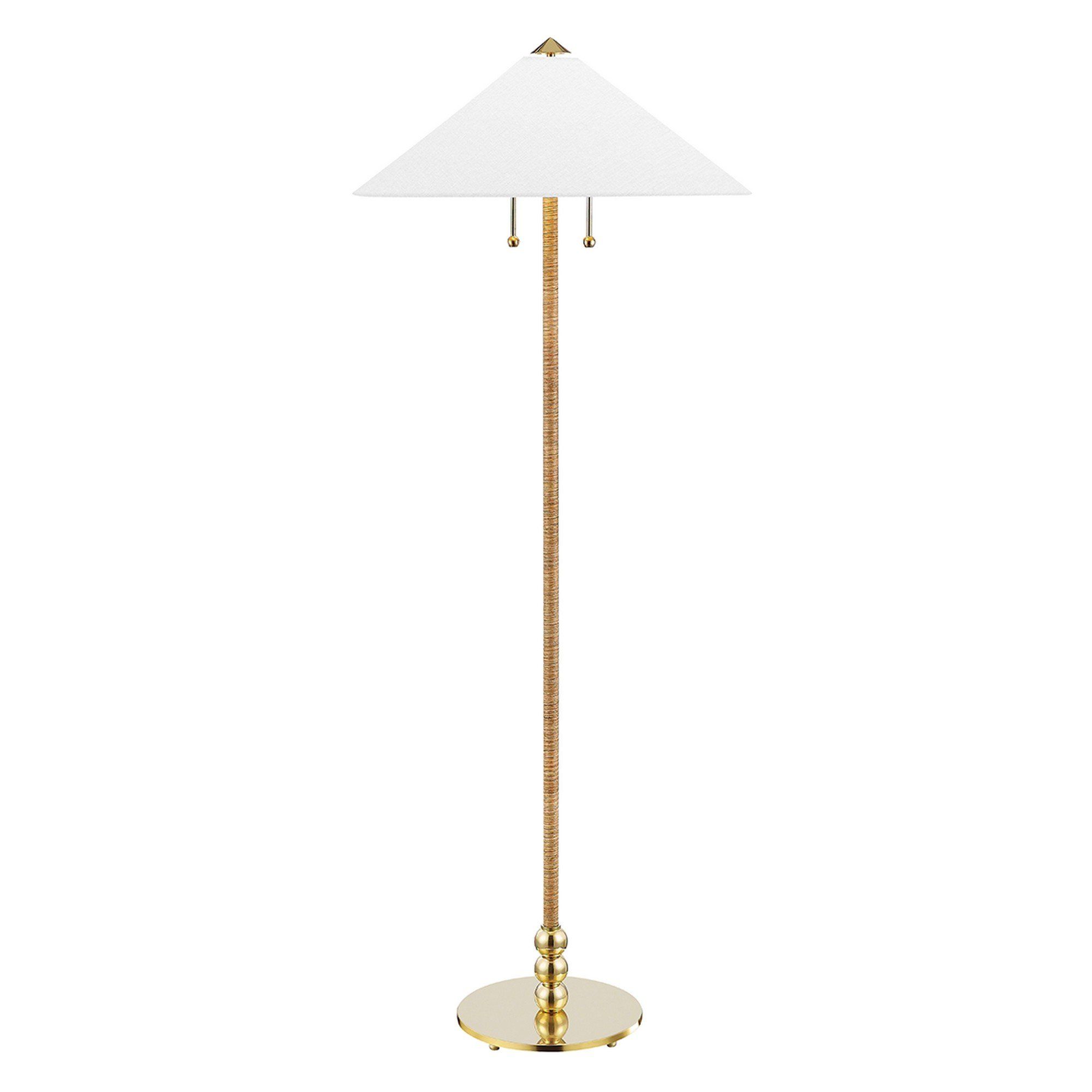 Flare 2 Light Floor Lamp - Aged Brass Lamps Hudson Valley 