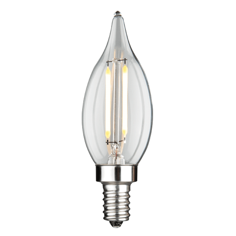 LED Candelabra Flame Tip Filament Bulbs Luminance 