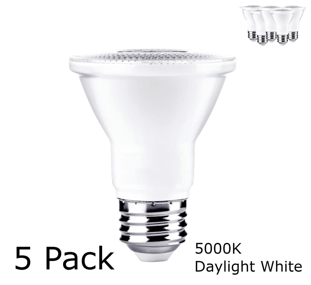 LED PAR20 Dimmable LITE Series Bulb - 5000K Daylight White Bulbs Dazzling Spaces 5 Pack 