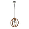 Abbey 12 inch wide Pendant - Faux Wood & Polished Nickel