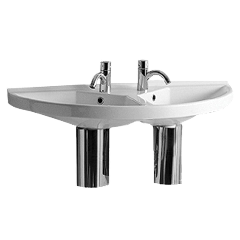 Isabella Collection Large U-Shaped Wall Mount Double Basin with Chrome Overflows