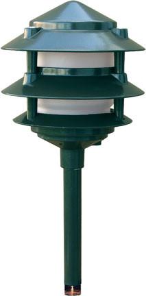 Cast Aluminum Three Tier Pagoda Light 12V - Green Outdoor Dabmar 