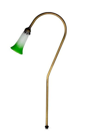 Antique Brass 12V Path/Walkway Light with choice of 3 Tulip Glass Shade colors Outdoor Dabmar Yellow/Green Shade 