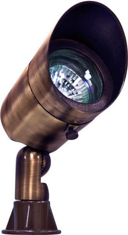 Solid Brass 12V Spot Light with Hood - Antique Bronze Outdoor Dabmar 20W Halogen 