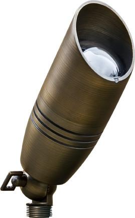 Weathered Brass 12V Spot Light with Hood Outdoor Dabmar 