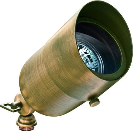 Solid Brass 12V Spotlight with Hood - Antique Brass - LED or Halogen Outdoor Dabmar 