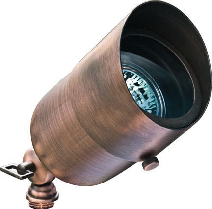 Solid Brass 12V Spotlight with Hood - Antique Bronze - LED or Halogen Outdoor Dabmar 