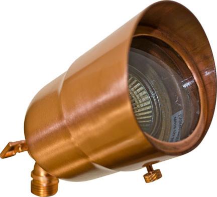 Solid Brass 12V Spotlight with Hood - Copper - LED or Halogen Outdoor Dabmar 