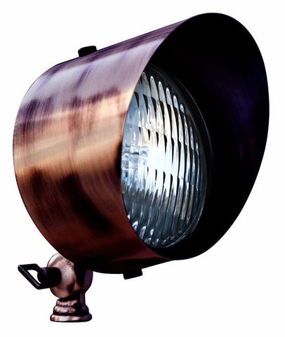 Solid Brass 12V Flood Light with Hood - Antique Bronze - LED or Halogen Outdoor Dabmar 35W PAR36 Halogen 