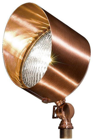 Solid Brass 12V Flood Light with Hood - Copper - LED or Halogen Outdoor Dabmar 