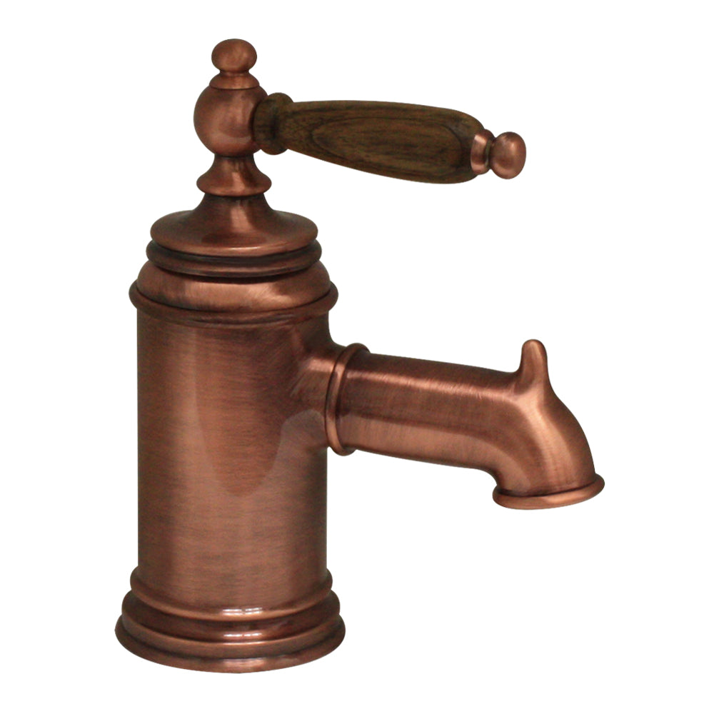 Fountainhaus Single Hole/Single Lever Lavatory Faucet with Cherry Wood Handle and Pop-up Waste