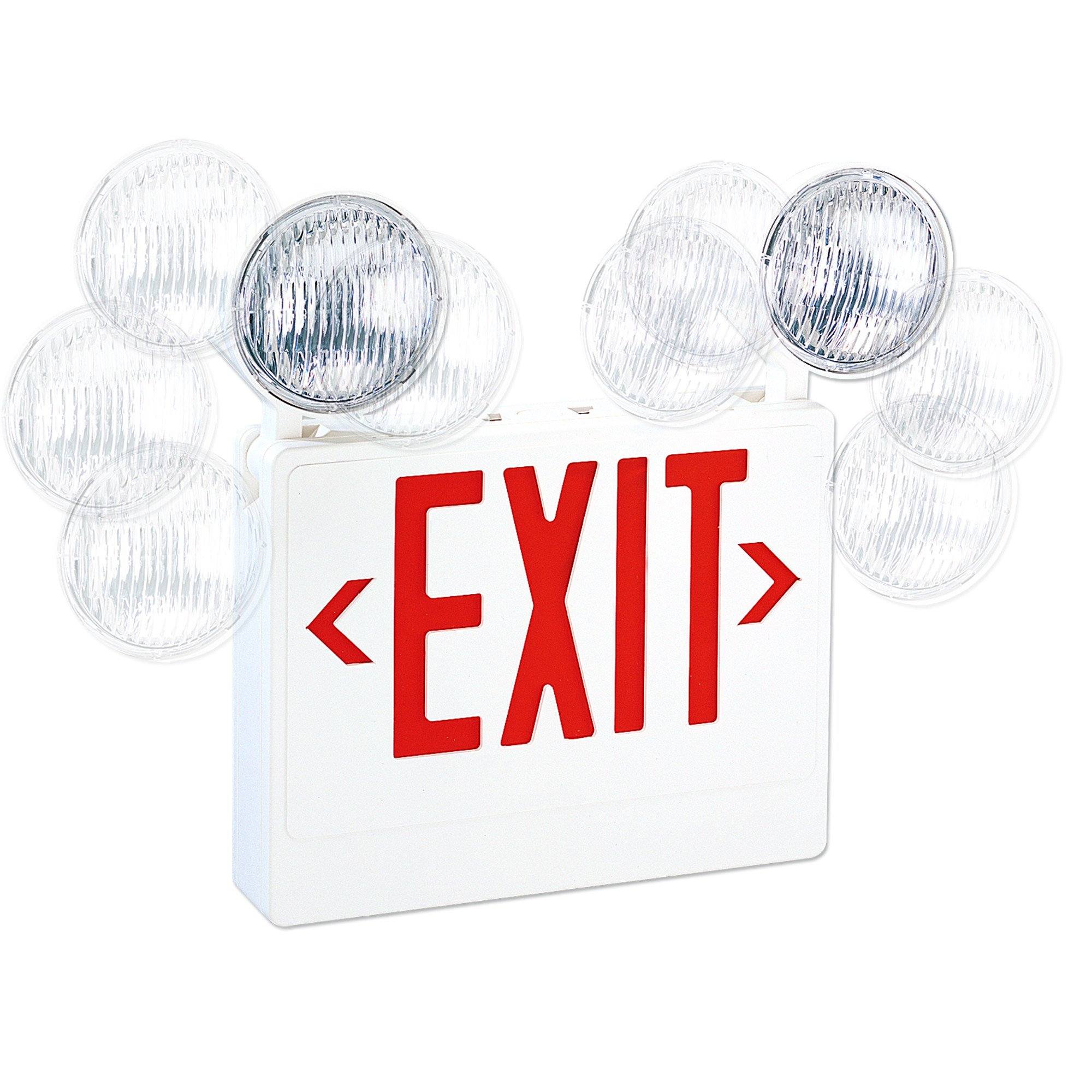 LED Exit w/ Adjustable Emergency Heads, Battery Backup, Green Architectural Nora Lighting 