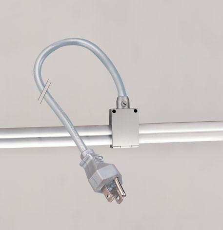 Grounded Cord & Plug w/ Rail Connector, Silver Tracks Nora Lighting 