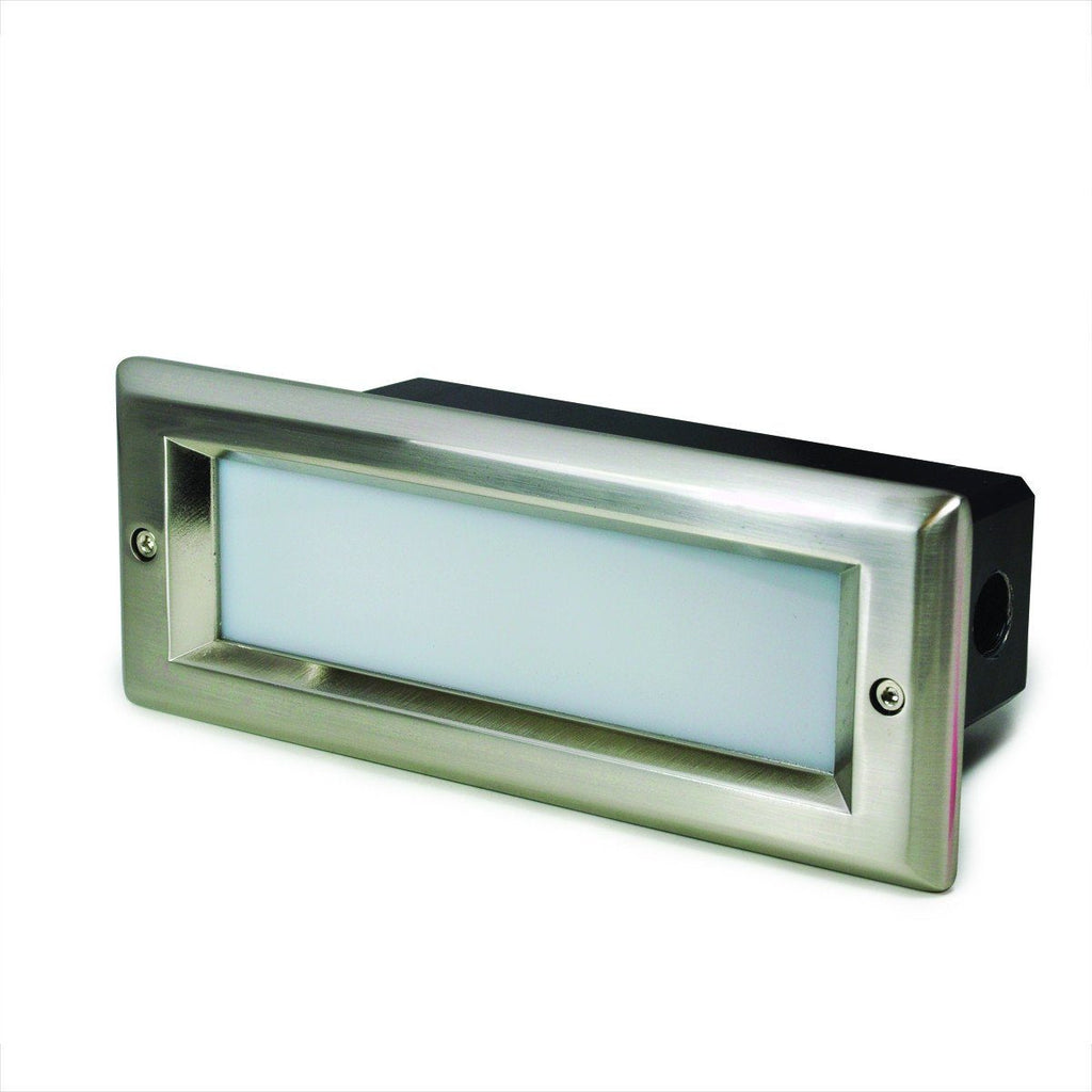 LED 120V Brick Step Light w/ Lens (3 Finish Options) Outdoor Nora Lighting Nickel 