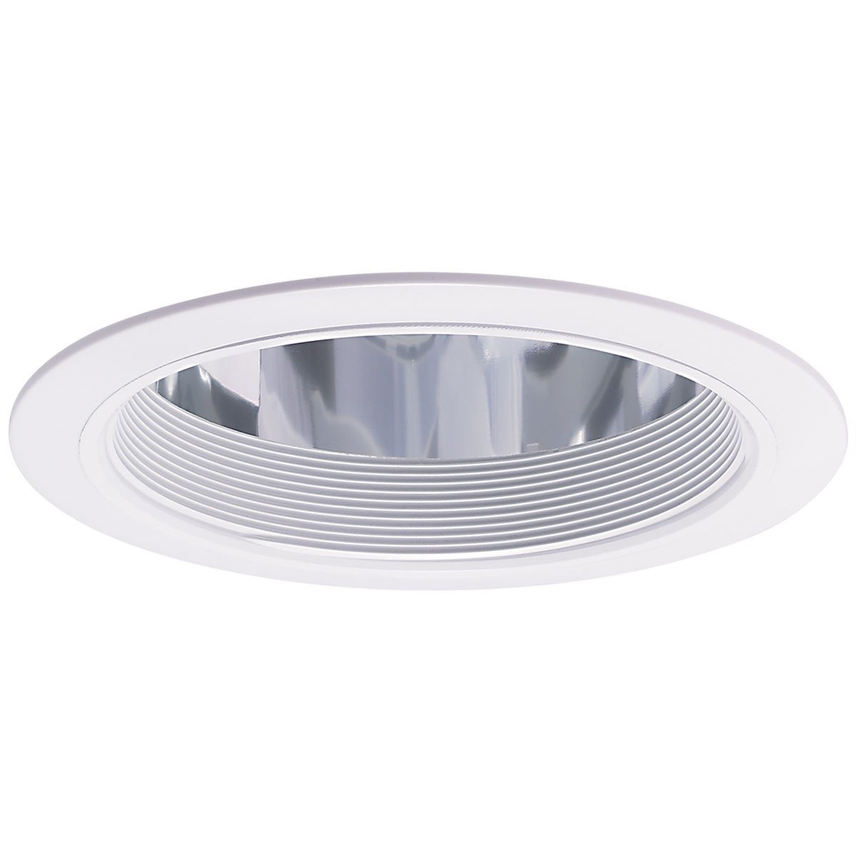 Spec Clear Reflector, White Metal Baffle Insert, White Plastic Ring Recessed Nora Lighting 