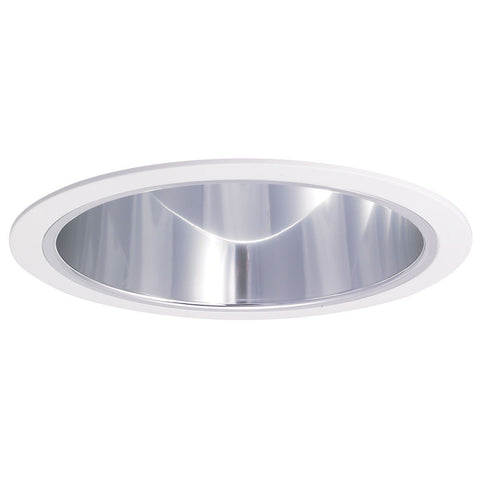 Low Iridescent Clear Cone Reflector w/ White Plastic Ring Recessed Nora Lighting 