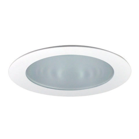 4" Recessed Trim - Frosted Flat Lens, Specular Clear Reflector, White Ring