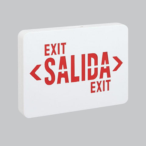Red LED Salida Exit w/ 2-Circuit, White Housing