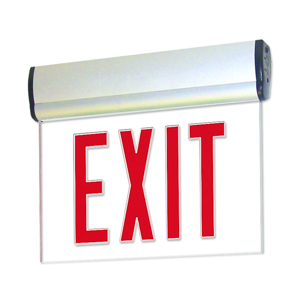 Red LED Salida Single Face Edge-Lit Exit, AC only, Clear, Aluminum Architectural Nora Lighting 