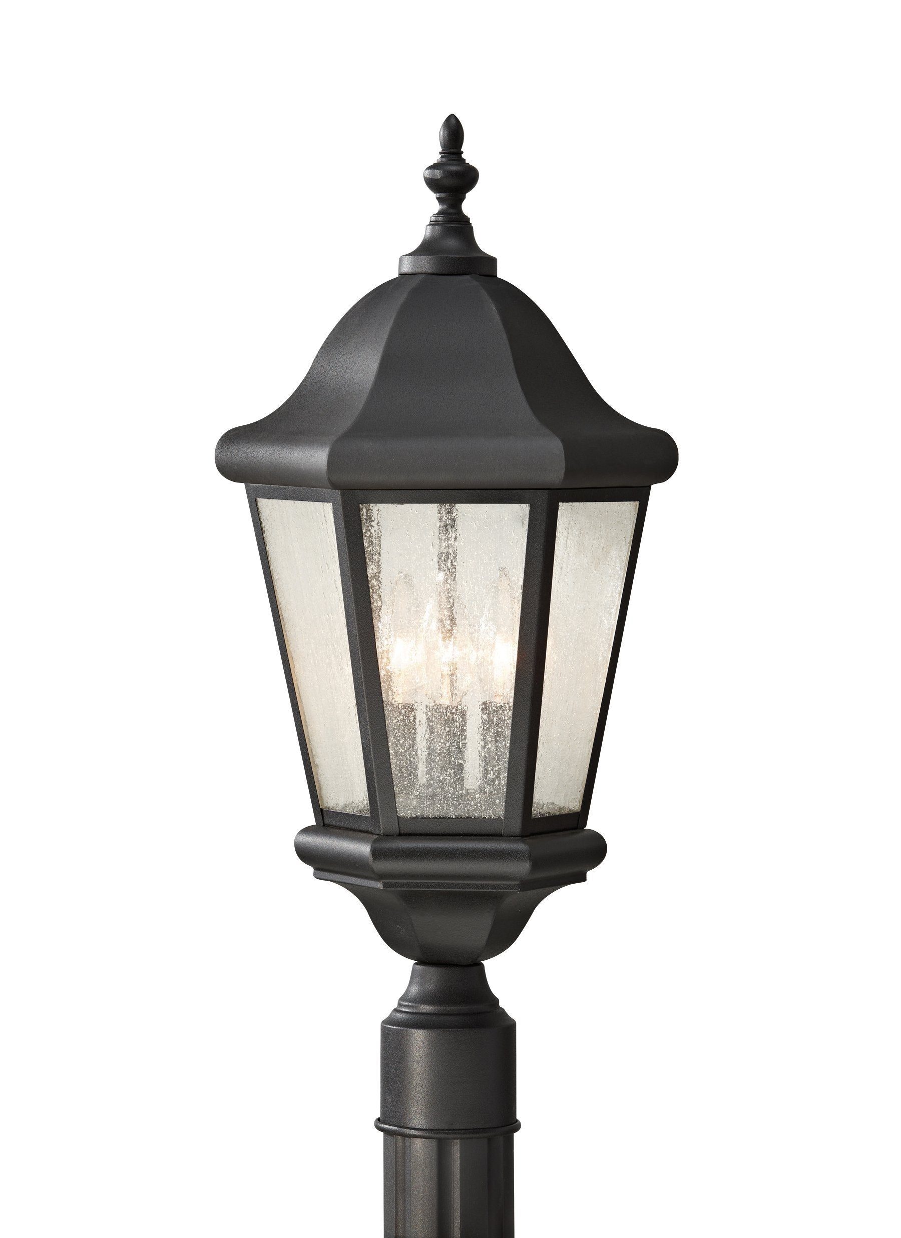 Martinsville Three Light Outdoor Post Lantern - Black Outdoor Sea Gull Lighting 