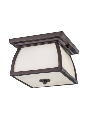 Wright House Two Light Outdoor Flush Mount - Oil Rubbed Bronze Outdoor Sea Gull Lighting 