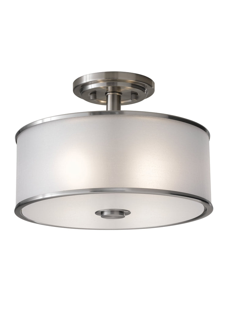 Casual Luxury Two Light Semi-Flush Mount - Brushed Steel Ceiling Sea Gull Lighting 
