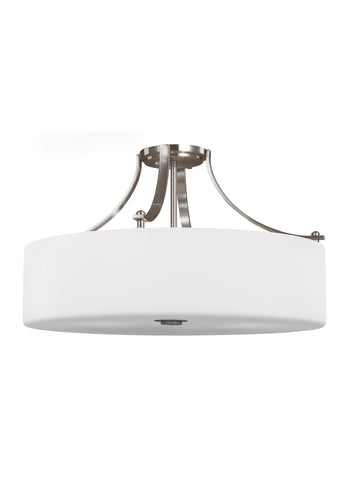 Sunset Drive Large Four Light Semi-Flush - Brushed Steel Ceiling Sea Gull Lighting 