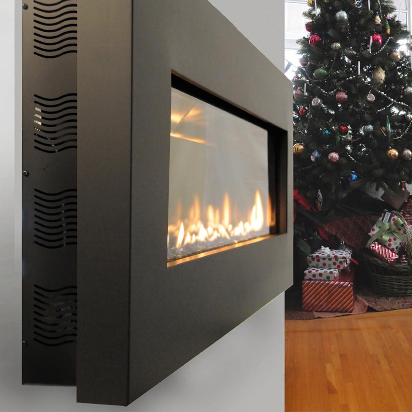 Fire Ribbon Direct Vent Slim 26" Black - Natural Gas Fireplaces Spark 