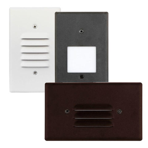Angled Louver 120V Step Light with Vertical/Horizontal Plate - Choose White, Black or Bronze