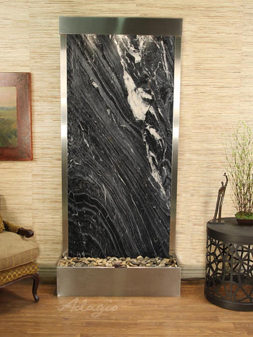 Tranquil River Flush - Stainless Steel - Black Spider Marble Fountains Adagio 