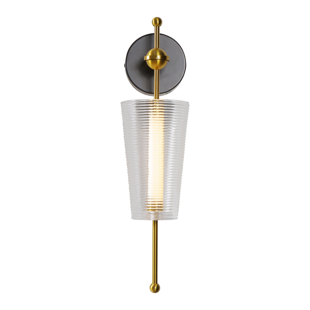Toscana 5" Integrated LED Wall Sconce with Glass Shade in Antique Brass