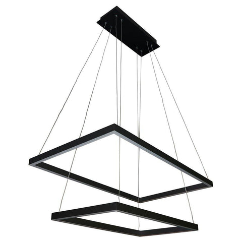29" LED Chandelier, Adjustable Suspension Fixture, Two-Tier, Atria Duo Collection in Black Ceiling Vonn 