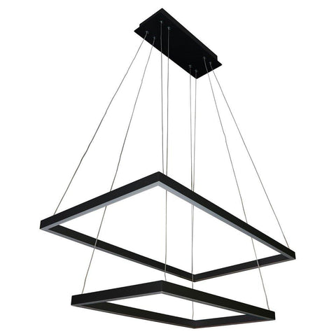 Atrio Duo 29" LED Squares Suspension Pendant Chandelier - Black Ceiling Vonn 