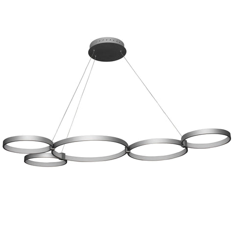 Capella Rings 55" Adjustable LED Chandelier - Satin Silver Ceiling Vonn 