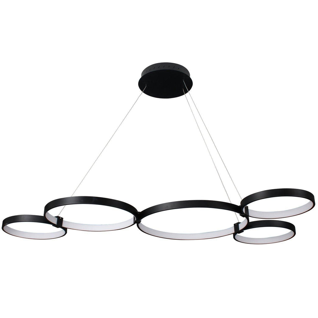 Capella Rings 55" Adjustable LED Chandelier - Black Ceiling Vonn 