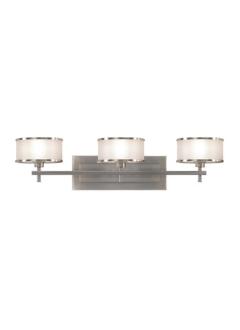 Casual Luxury Three Light Vanity Fixture - Brushed Steel Wall Sea Gull Lighting 