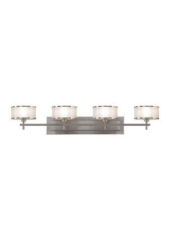 Casual Luxury Four Light Vanity Fixture - Brushed Steel Wall Sea Gull Lighting 