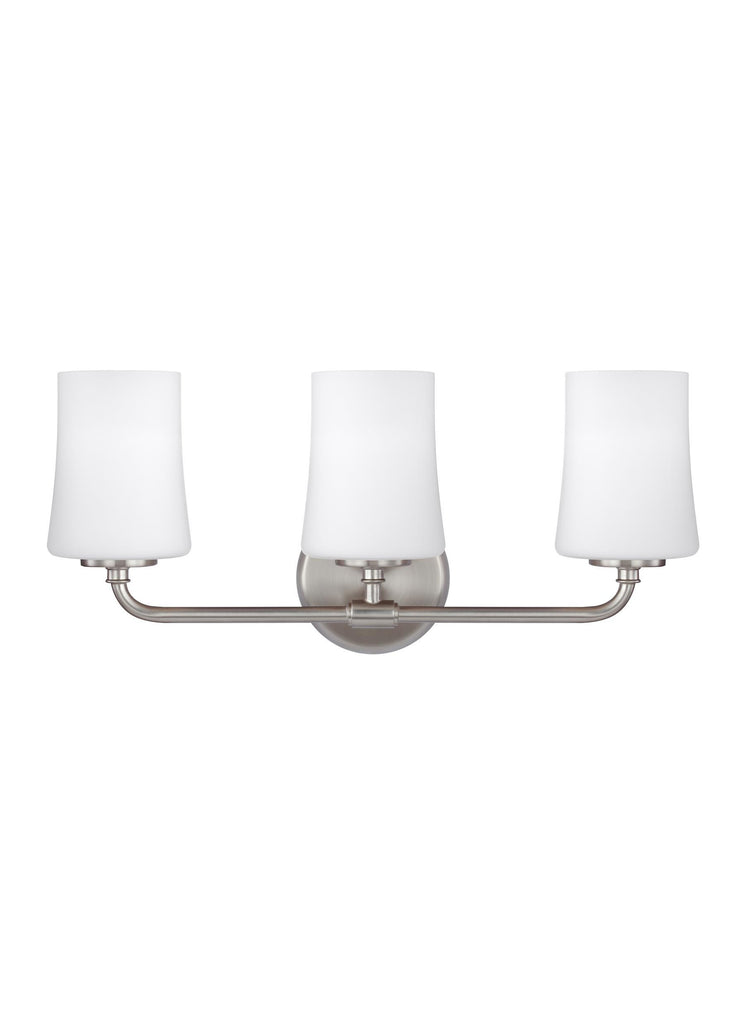 Jennie Three Light Vanity Fixture - Satin Nickel Wall Sea Gull Lighting 