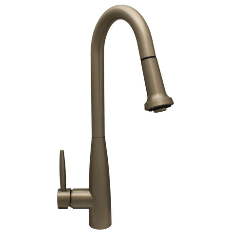 Jem Collectin Single Hole/Single Lever Handle Faucet with a Gooseneck Swivel Spout and Pull-Down Spray Head
