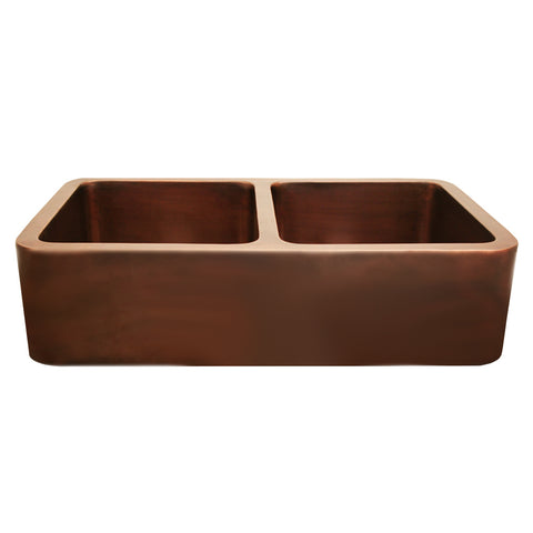 Copperhaus Rectangular Double Bowl Undermount Sink with Smooth Front Apron